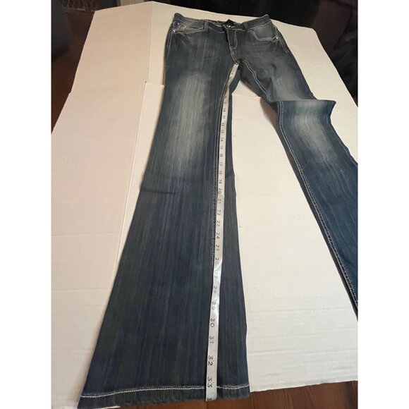 Cello Womens Embellished Bootcut Jeans 11 Denim Embroidery Rhinestone Accents - Picture 10 of 12